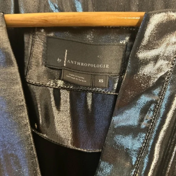 Anthropologie The Somerset Shimmering Metallic Silver Maxi Dress - Picture 4 of 16